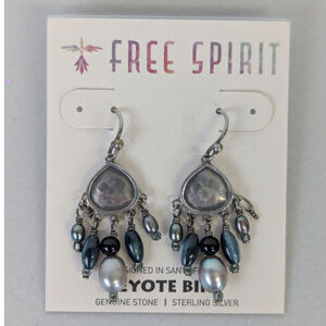 Peyote Bird Sterling Silver Chandelier Earrings Teardrop Beaded Western Boho NWT